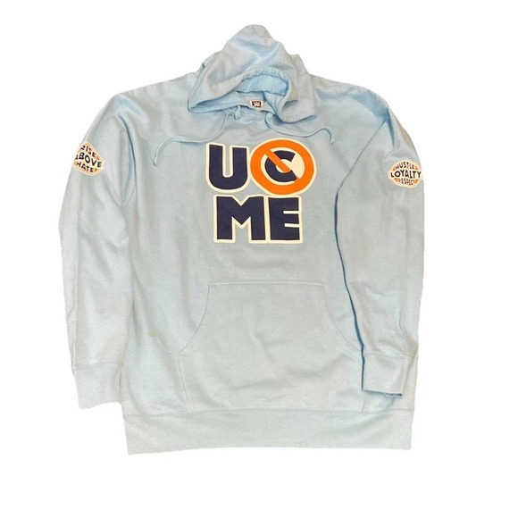 WWE Other - WWE Authentic John Cena U Can't See Me Never Give Up Light Blue Hoodie XLarge